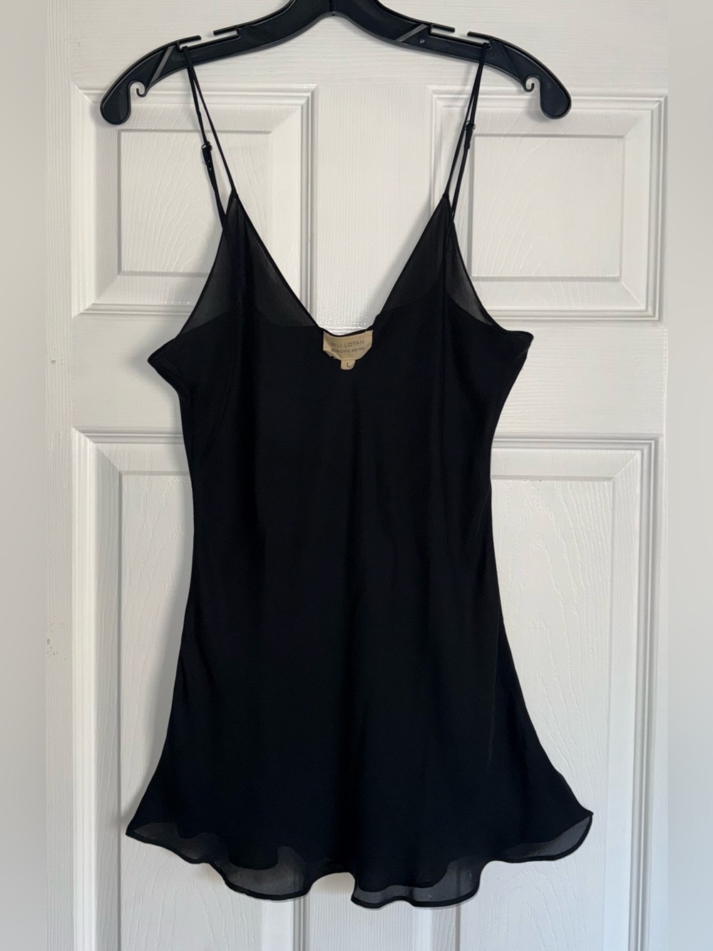 NILI LOTAN Isabella Silk V-Neck Spaghetti Strap Slip Dressy Cami Luxe Tank Top L